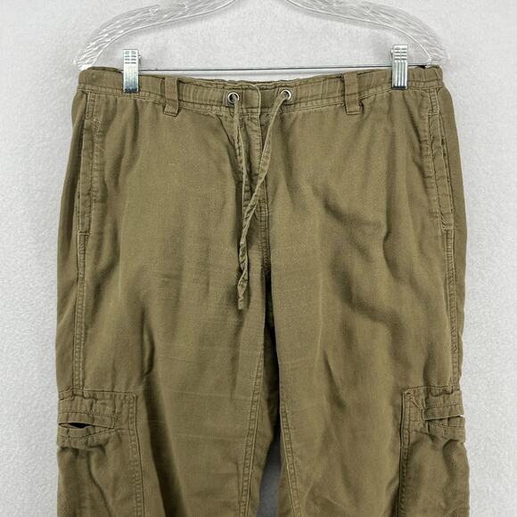 EILEEN FISHER Pants PM Organic Cotton Canvas Cargo Utility Cropped Tapered Green - Picture 3 of 15